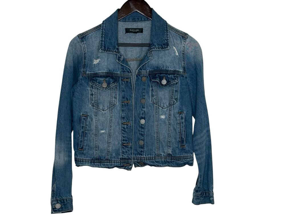 Black Label C’est Toi Denim Jacket Cropped Distressed Blue Trucker S Grunge